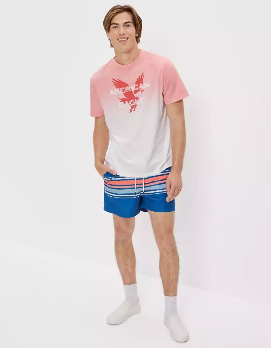 T Shirt Graphique American Eagle AE Super Soft Dip-Dye Logo Rose Homme | TTW-27806800